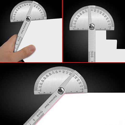 Atoplee Stainless Steel Protractor 0-180° Round Head Protractor - Angle Finder Craftsman Ruler Machinist Tool Ruler Adjustable Woodworking Angle Measure Tool