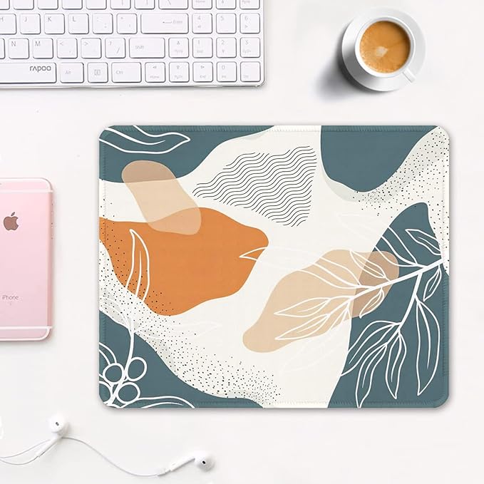 Auhoahsil Mouse Pad, 12 x 10 in Abstract Art Theme Computer Mouse Pad for Desk, Premium-Textured Non-Slip Rubber Stitched Edges Waterproof Square Mouse Mat for Gaming Work Wireless Mice, Blue