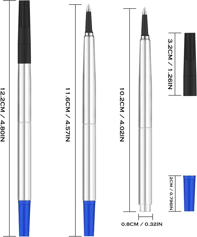 DunBong Quink Ink Rollerball, Compatible with Parker Rollerball Pens, 0.7mm Medium Point Blue Ink Refill Pack of 5, Replaceable Gel Ink Pen Refills, Smooth Writing (Blue-0.7mm)