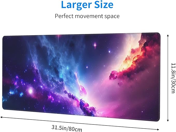 Colorful Night Sky Extended Big Mouse Pad Large,XL Gaming Mouse Pad Desk Pad,31.5x11.8inch Long Computer Keyboard Mouse Mat Mousepad with 3mm Non-Slip Base for Home Office Work