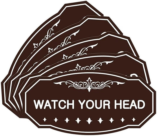 Signs ByLITA Victorian Watch Your Head Sign (Dark Brown) - Small 5 Pack