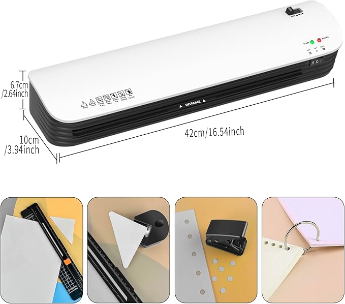 13 Inch Laminator Machine for Documents and Photos, 6 in1 A3/A4 Thermal Laminator Machine with Never Jam Technology, 15 Laminating Sheets, Use for Home Office School or Business