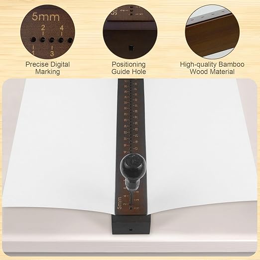 Brown Book Binding Cradle, 5 mm Hole Spacing Wood Bookbinding Punching Cradle with an Awl, Bamboo Signature Punching Cradles with Piercing Guide, Portable Book Binding Tools Kits for Book DIY Crafts