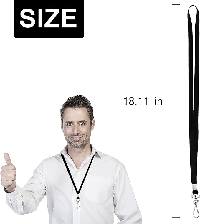 Bulk Lanyards Lanyards for ID Badges,Lanyards with Swivel Hook Clips for Name Tag Lanyard ID Holder (Black, 100 Packs)