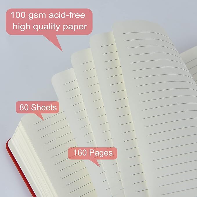 Coopay 24 Pack A5 Journal Notebooks Bulk, 160 Pages, 100GSM Thick Paper, 8.3 x 5.5 inch Hardcover Lined Leather Journals for Writing Office School Business,Bulk Notebook for Work Men Women (Red