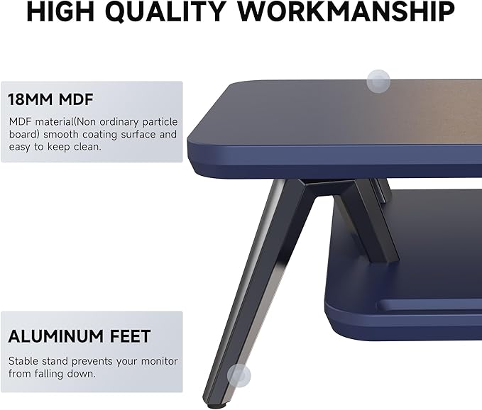 Fenge Dual Monitor Stand, Monitor Stands Riser for 2 monitors, 42.5 Inch Wood Desk Shelf with Storage Organizer and Cable Management for Office Desk Accessories