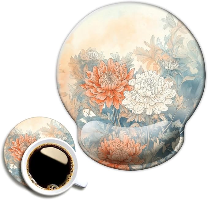 Ergo Comfort Gel Wrist Rest Mouse Pad-Ergonomic Office Mousepad with Wrist Support-Non-Slip, Design Desk Accessories Mat for Home&Game Decor Japanese Floral