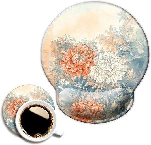 Ergo Comfort Gel Wrist Rest Mouse Pad-Ergonomic Office Mousepad with Wrist Support-Non-Slip, Design Desk Accessories Mat for Home&Game Decor Japanese Floral