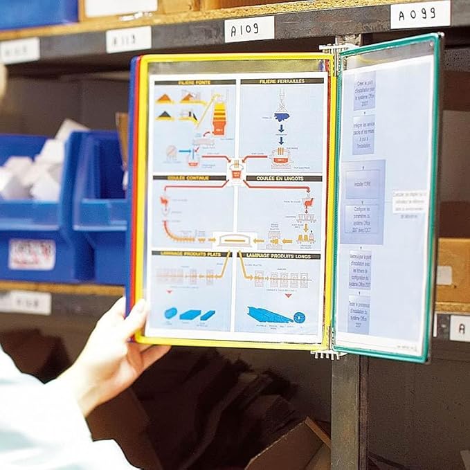 DJOIS by Tarifold - Wall Mount Reference & Display System - Durable Steel Wire Frames- 5 Double-Sided Pockets - 10 Sheet Capacity - Made in France