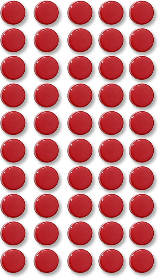 Qualsen Fridge Magnets, 50pcs Small Refrigerator Magnets for Whiteboard, Mini Cute Magnets for Locker, Whiteboard, Kitchen, Office, Classroom (Red)
