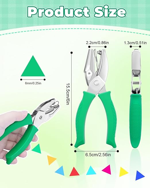UCEC 1/4" Triangle Hole Punch Metal Handheld Paper Punch Single Hole Tag Punch, Small Triangle Shape Hole Puncher Back to School Supplies for Scrapbook DIY Craft in Home Office Classroom