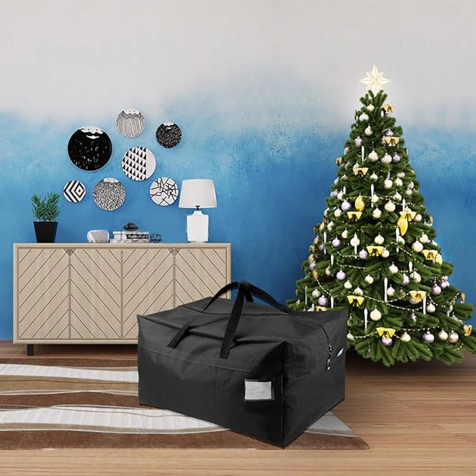 AMJ 2 Pack Extra Large Moving Bags with Zippers & Carrying Handles, Heavy-Duty Storage Totes for Space Saving, Black Moving Totes