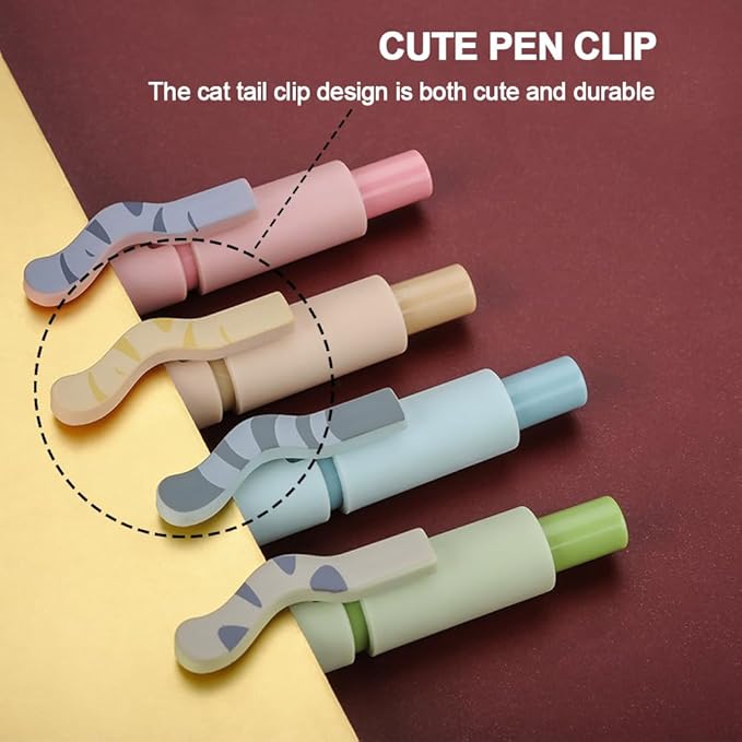 VICO Cat Gel Pens - 4 Pcs 0.5mm Quick Dry Black Ink Pen, Fine Point Smooth Writing Pens, Aesthetic Cute Kawaii Pen for School & Ofiice, Stationery for Cat Lovers