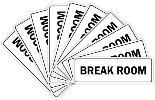 Standard Break Room Door or Wall Sign - White - Medium 10 Pack