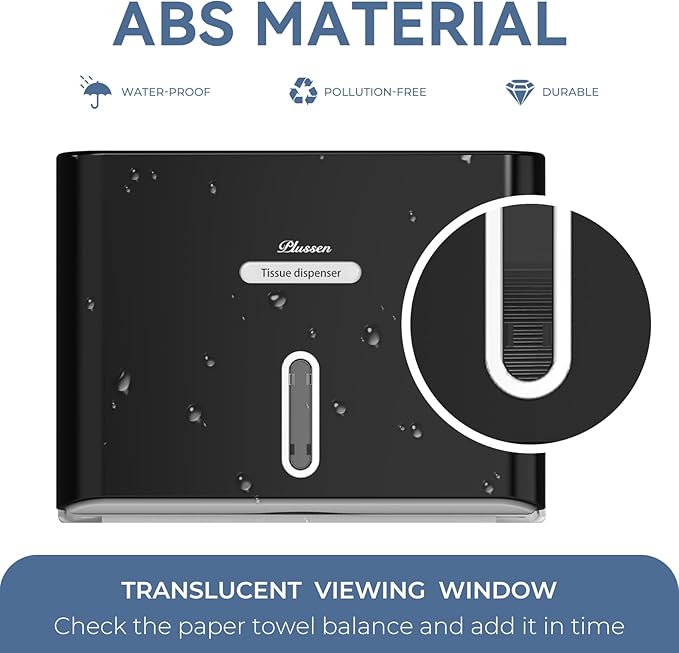 Paper Towel Dispenser Wall Mount, Adhesive No Drilling Multifold Trifold C Fold Commercial Hand Towel Dispenser,Black