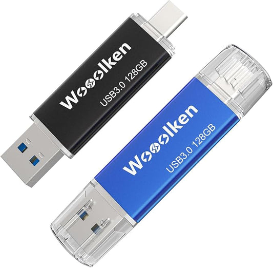 USB C Flash Drive 32GB 2 Pack, Wooolken USB 3.0 Dual Drive Type-C Thumb Drive OTG Memory Stick Compatible with iPhone 16/15, Android Smartphone/Tablets/Computers