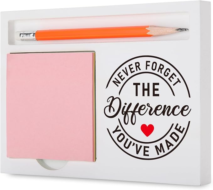 Thank You Appreciation Gifts – Inspirational Desk Organizer Never Forget The Difference You've Made for Farewell, Retirement, Recognition – Desk White Note Pad Holder XBCT5