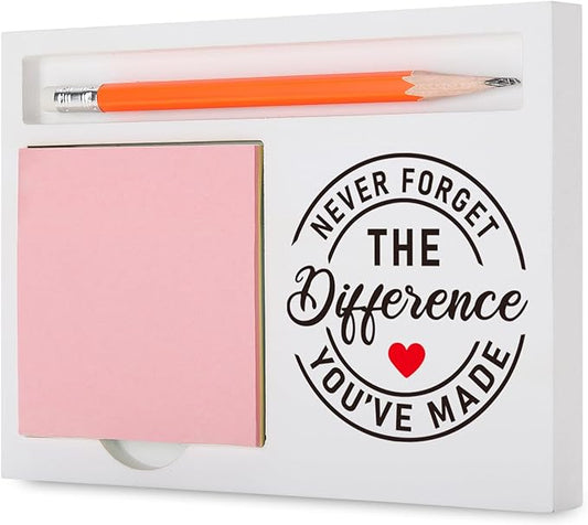 Thank You Appreciation Gifts – Inspirational Desk Organizer Never Forget The Difference You've Made for Farewell, Retirement, Recognition – Desk White Note Pad Holder XBCT5