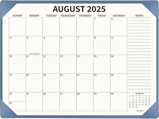 Desk Calendar 2025-2026 Large 22x17, July 2025-December 2026, 18 Months Big Desk Pad Calendar with Desktop Mat and Plastic Cover for Home Office School Planning, Blue