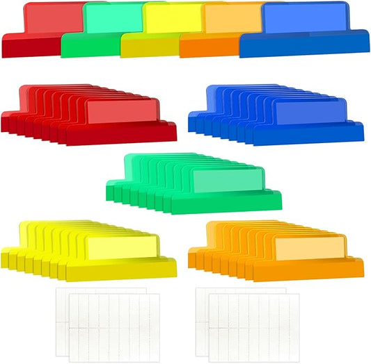 Gueevin 2 Inch Insertable Self Adhesive Tabs with Printable Inserts Clear Index Tabs Self Adhesive Colored Page Marker Repositionable Tag for Bible Divider Notebook File Folder Book Binder(50 Pieces)