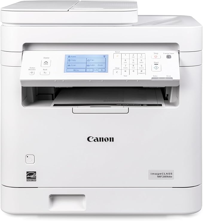Canon imageCLASS MF289dw - Monochrome, Duplex, Wireless Laser Printer, All-in-One Print, Copy, Scan, Fax, Auto Document Feeder, 1 Year Limited Warranty, 35 PPM, White