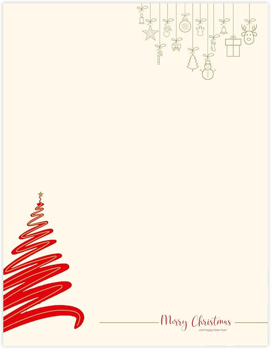easykart labels Christmas Stationery Paper Letterhead Sheets 60 Pack Holiday Xmas Theme Design For Writing Letters Computer Office Notes & Printing Supplies Size 8.5" X 11"