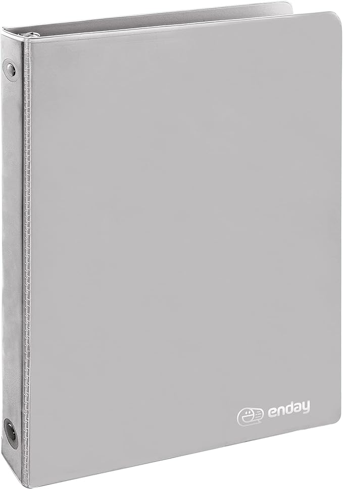 ½ Inch 3 Ring Binder .5 inch Grey Clear View Cover with 2 Inside Pockets, Colored School Supplies Office and Home Binders – by Enday