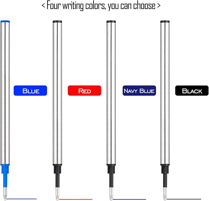 HeTaoCat Gel Rollerball Pen Refills, Roller Ball Fine Point 0.5mm, Black Ink Refill Pack of 5 - Replaceable Ballpoint Pen Refills Medium Point (Blue)