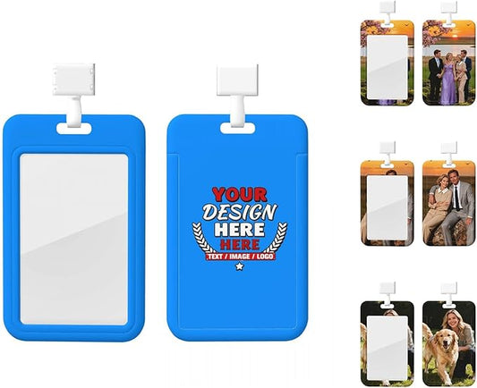 Custom Id Badge Holder Customizable Personalized Id Card with Photo Logo for Employee Work Office Staff Name Tag