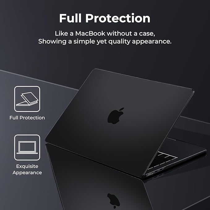 KEROM Space Black Clear Case for MacBook Pro 16 inch 2024-2021 M4 M3 M2 M1 Pro/Max Chip A3403 A3186 A2991 A2780 A2485, Matte Plastic Hard Shell Case & Keyboard Cover, Frosted Space Black