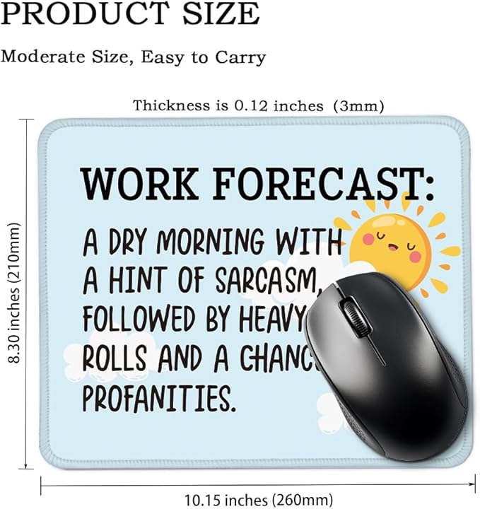 Work Forecast Rectangular Mouse Pad, Funny Mouse Pad for Coworker Teacher Colleague, Coworker Sarcastic Gifts, Funny Office Gifts for Coworkers, Funny Employee Gifts for Men Women C