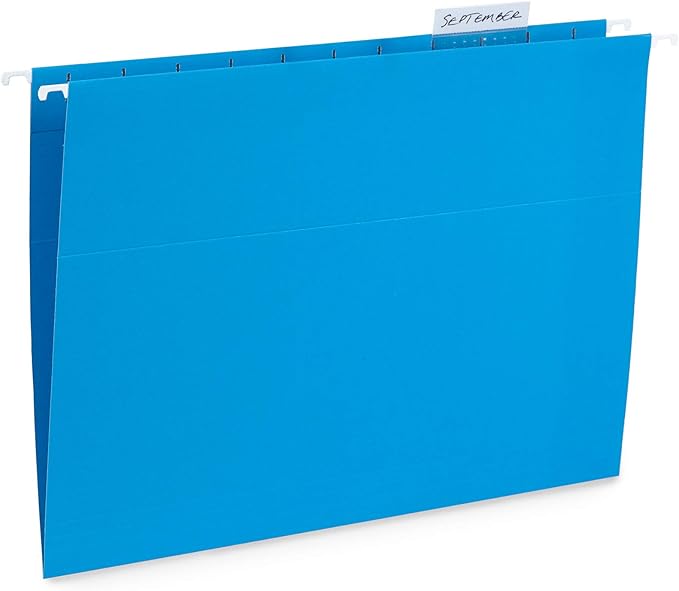 Blue Summit Supplies Hanging File Folders, 25 Reinforced Hang Folders, Designed for Home and Office Color Coded File Organization, Letter Size, Blue, 25 Pack
