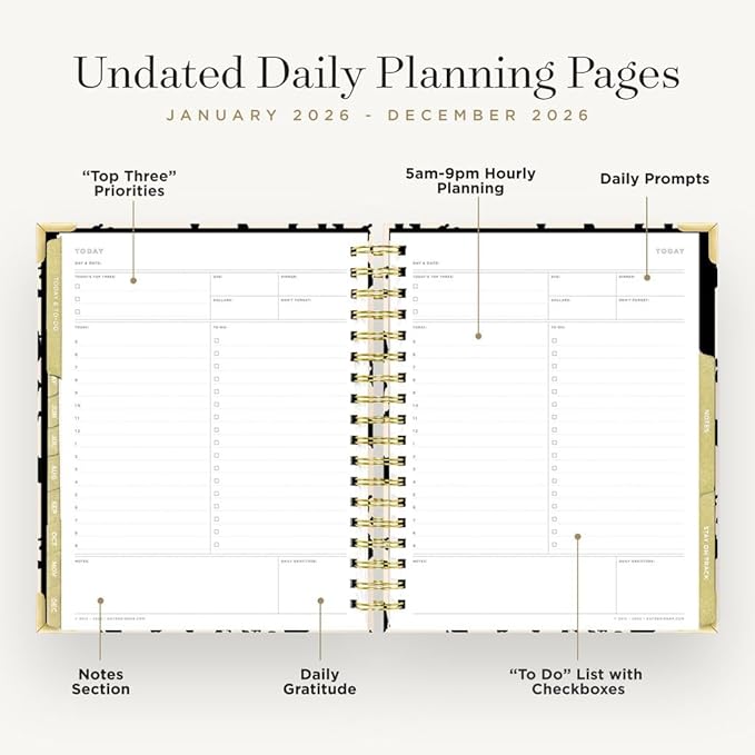 Day Designer 2026 Weekly Planner – Premium Planner for Stylish Organization. Combines Weekly & Monthly Calendars, Daily Schedule, Notes Pages, Goal Setting, Stickers, Pocket & More. Elegant Laminated Cover with Gold Accents (Painted Leopard Design - 2026)