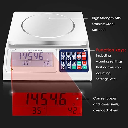 Industrial Counting Scale Gram Scales for Parts and Coins 66lb/0.00022lb-30kg / 0.1g Accuracy with RS232 Port for Connecting Computer or Printer