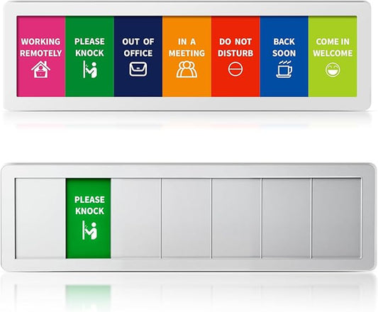 Office Door Signs,7 Options-Do Not Disturb, Out of Office, In a Meeting, Working Remotely,Please Knock, Back Soon, Come in Welcome Privacy Door Signs Available and Away for Conference Room & Meeting