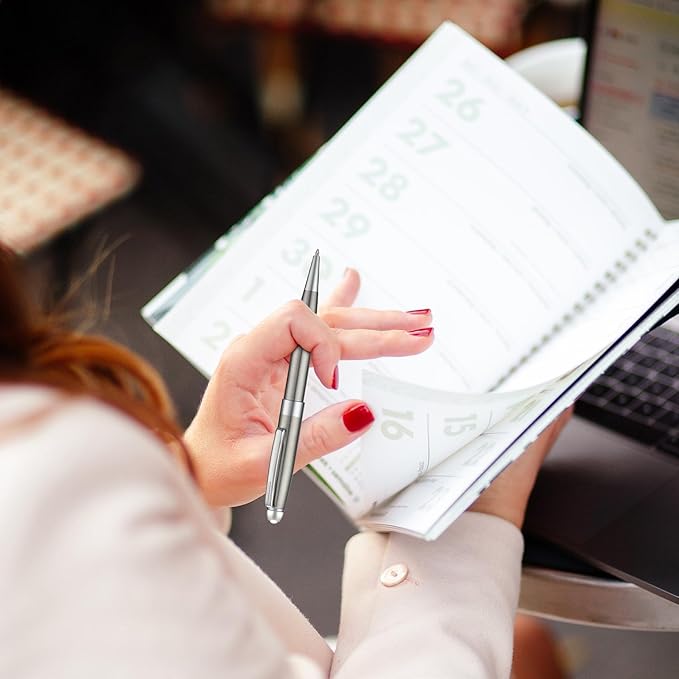 5 PCS Golden Ballpoint Pens with Extra Refills Set, 1mm Medium Point Black Ink, Great Smooth Writing Metal Pen for Business Office Teacher Student Wedding Guest Gift (Gold Trim)