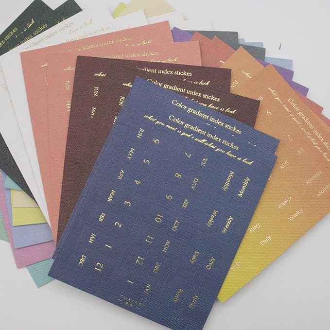 10 Sheets Self Adhesive Tabs Gradient Color Stickers Monthly Calendar Index Tabs for Planners, Journal, Notebook, Agendas and Organizers, Office Supplies (40 Sheets), 88mmx110mm
