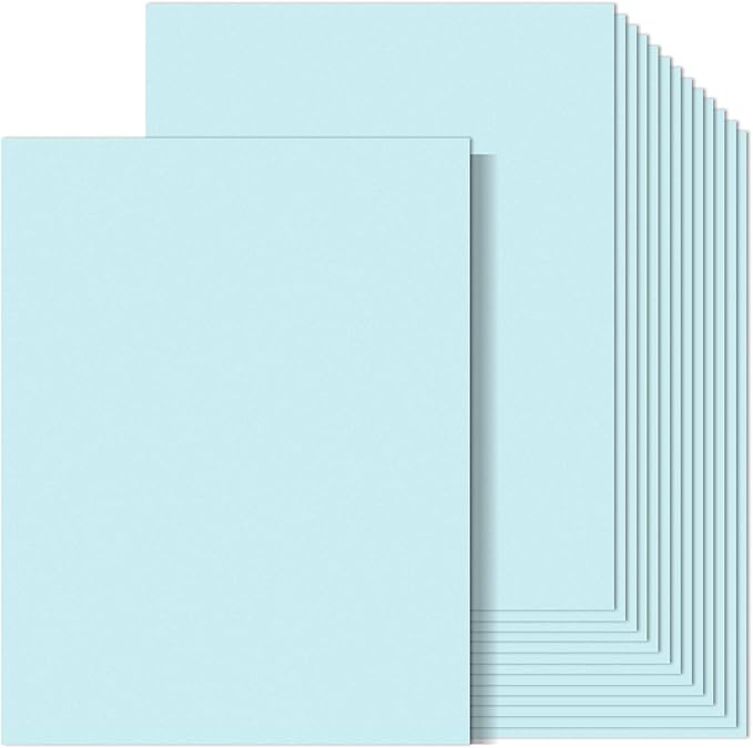 MixTeach 100 Sheets Light Blue Cardstock 8.5 x 11 Inch Thick Cardstock Paper, 250gsm/92lb Double Sided Light Blue Cardstock Printer Paper for Cards Making Crafts Scrapbook Invitations Drawing Printing