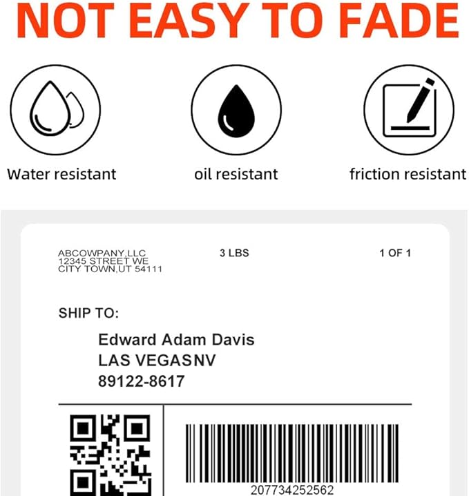 4x6 Thermal Label Printer Paper, Fan-Fold Shipping Labels,Water/Oilproof Adhesive Thermal Shipping Label Stickers Compatible with USPS, Shopify, Amazon, Etsy, Ebay, DHL, UPS- 100 PCS White