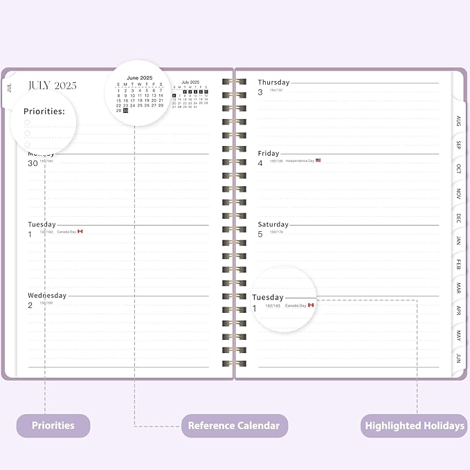 Planner 2025-2026, Weekly and Monthly Calendar Academic Planner (July 2025 - June 2026), Hardcover Teacher School Student Agenda with Tabs, Ideal for School Office Supplies, A5 (6.3" x 8.5")
