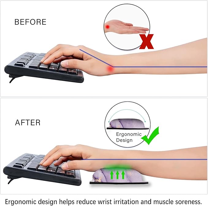 ArtSo Mouse Pad Keyboard Wrist Rest Support Ergonomic, Upgraded Cushion Mousepad Gel Memory Foam Non-Slip Rubber Base Pain Relief & Easy Typing for Home,Office, Purple Blue Marble