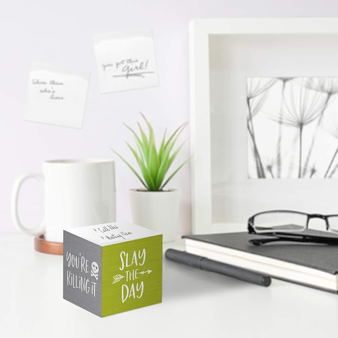 Motivational Sticky Note Cube / 600 Sheets / 2.75" Memo Block Printed on 4 Sides/Bright Empowering Messages