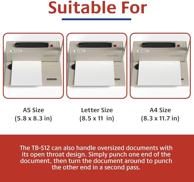 TruBind Coil Binding Machine with Electric Coil Inserter | Manually Punch up to 12 Sheets | 440 Sheet Bind Capacity with 4:1 Pitch | 2-Year Warranty | Heavy-Duty Coil Crimping Pliers Included