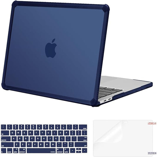 MOSISO Compatible with MacBook Pro 13 inch Case M2 2025-2016 A2338 M1 A2251 A2289 A2159 A1989 A1708 A1706, Anti-Cracking Heavy Duty Plastic TPU Bumper Hard Case&Keyboard Skin&Screen Film, Navy Blue