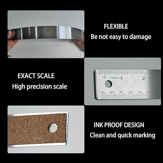 6-Inch and 12-Inch Stainless Steel Metal Ruler with Non-Slip Cork Backing - 2 Pack