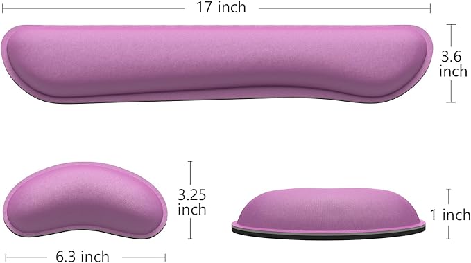 Dapesuom Enlarge Keyboard Wrist Rest, Memory Foam Wrist Cushion for Desk Mats Support, Cute Typing Pain Relief Keyboard Mouse Pad Rests Set with Non-Slip Base for Gaming Laptop Office, Radiant Orchid