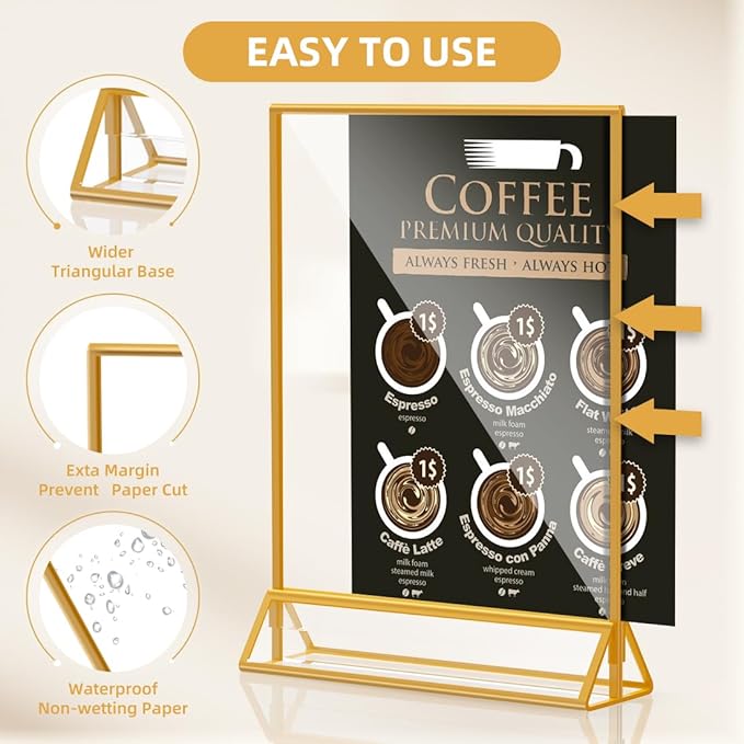 Acrylic Sign Holder 8.5x11 Clear Acrylic Frames Display Stand Double Sided Table Menu Holders for Wedding Table Numbers Restaurant Photos（8 pcs）