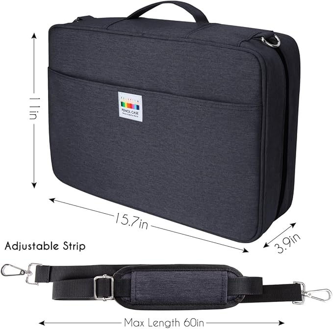 YOUSHARES Big Capacity Colored Pencil Case - 480 Slots large Pen Case Organizer with Multilayer Holder for Prismacolor Colored Pencils & Gel Pen (Black)