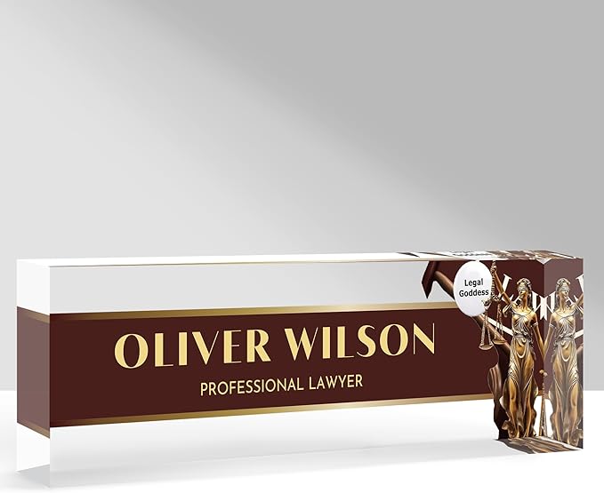 Custom Name Plate for Desk, Personalized Acrylic Office Name Sign with Name & Title, Elegant Desk Decor for Women Men, Employee Appreciation Gift (Lawyer-1)