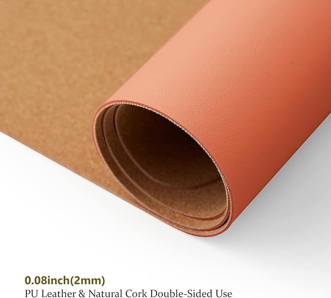 Large Cork Desk Mat - 47.2"x 17" Desk Pad for Office and Home - Ideal for Large Mouse Pad and Desk Mats on Top of Desks(Orange)